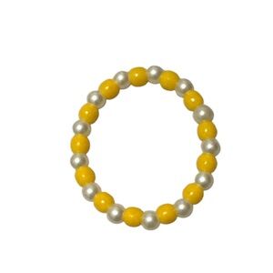3 FOR $20 HANDCRAFTED Faux Pearl & Golden Yellow Pony Beaded Bracelet